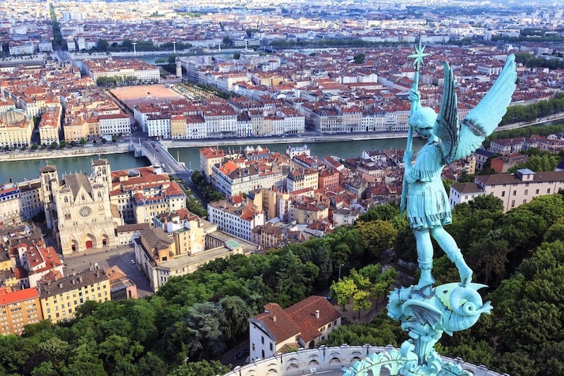 View of Lyon from the top of Notre Dame de Fourviere
