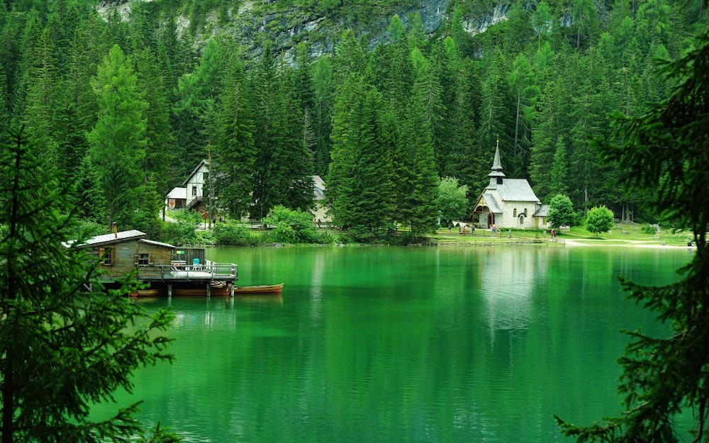  Mountain lake in Alps, Italy 