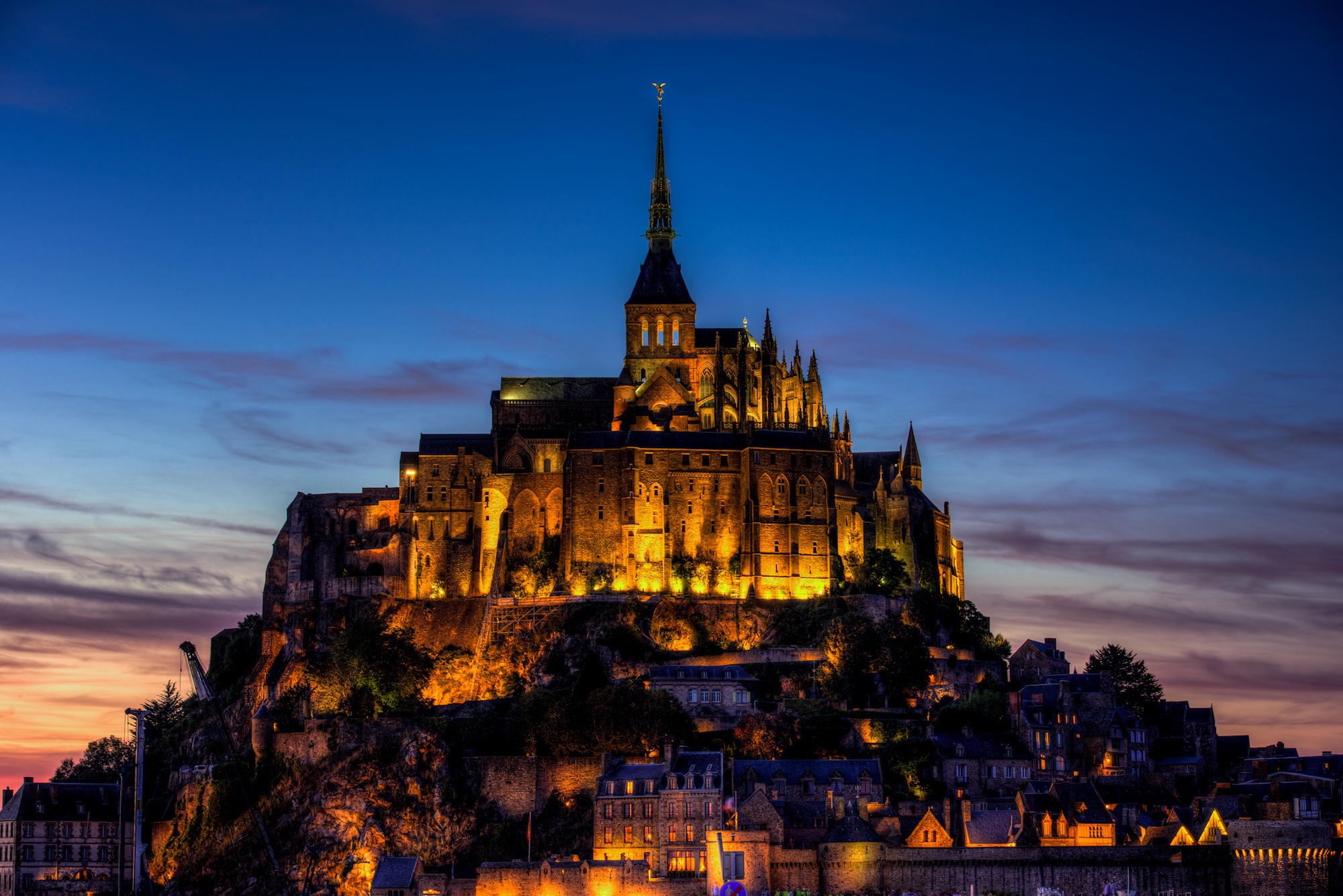 Mont Saint Michel at night