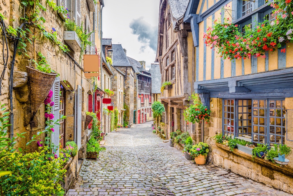  Street view at the famous Dinan town in Brittany